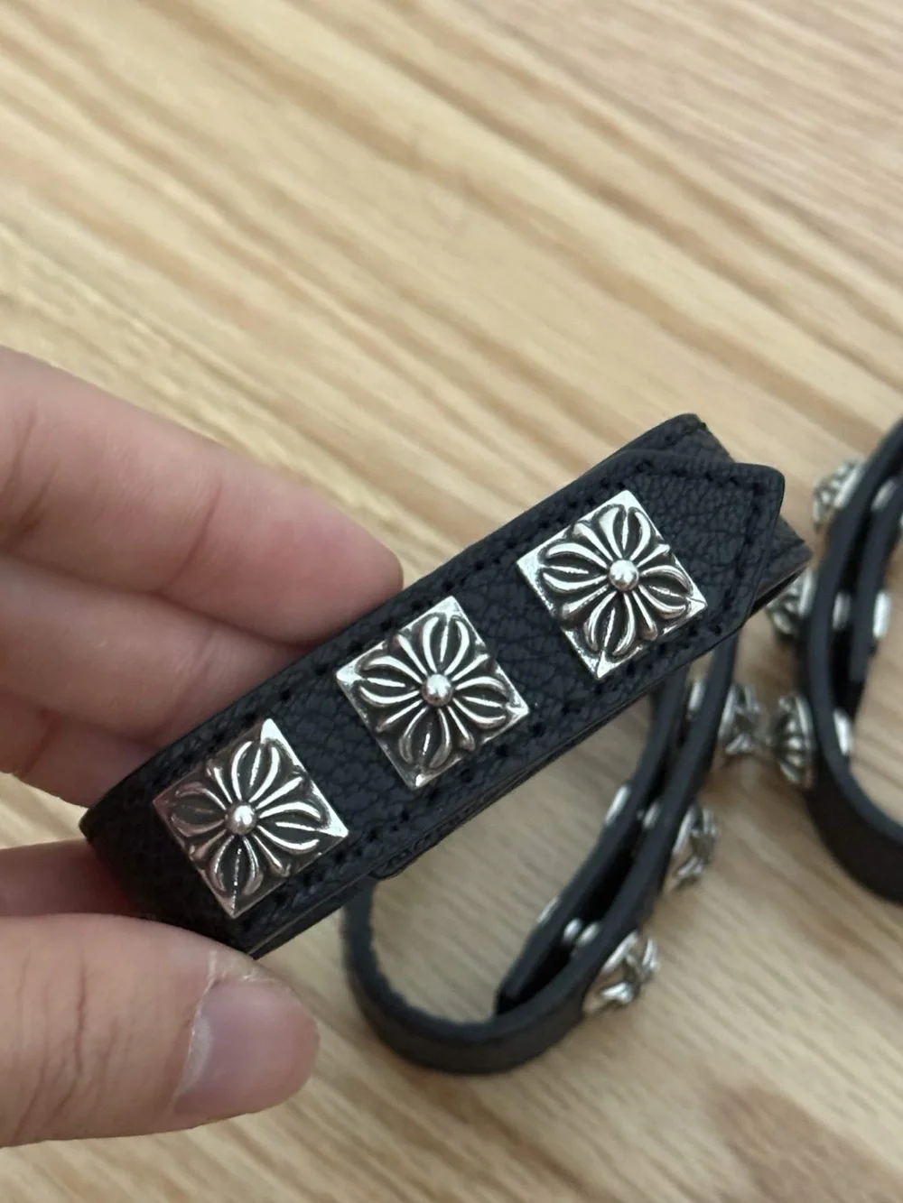Men’s Leather Snap Bracelet in Deep Pink